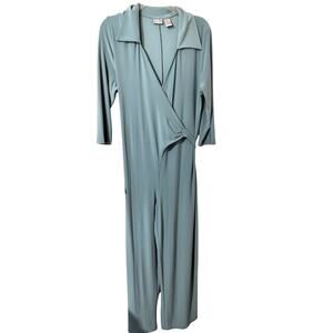 3503) Spiegel Green Wide Leg Relaxed Pockets Pantsuit Jumper Size XL